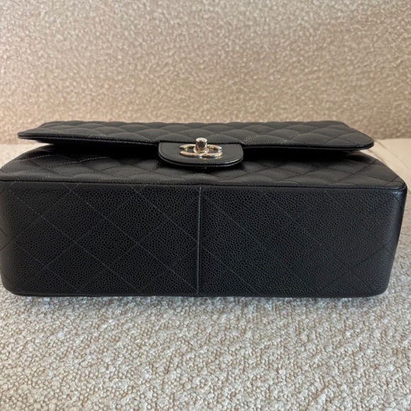 Authentic Chanel Classic Flap Jumbo Black Caviar SilverTone Hardware - Picture 11 of 15